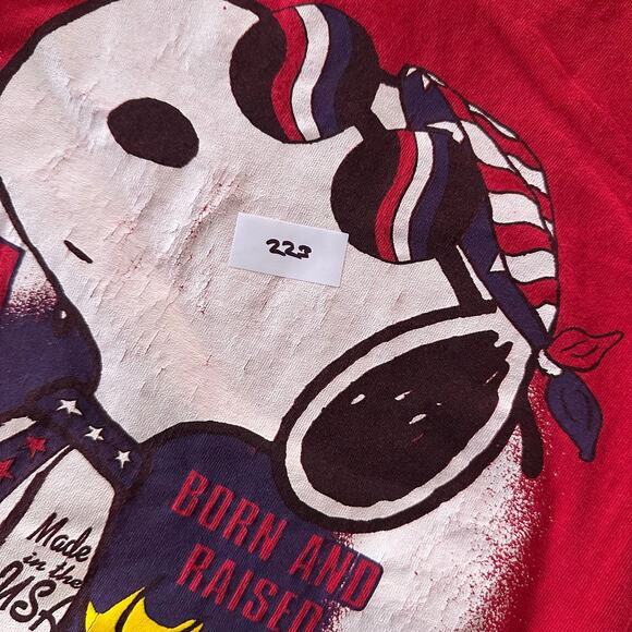 Vintage 90s Snoopy Peanuts Woodstock USA  Patriotic Flag Red Mens XL T-Shirt EUC - Picture 8 of 8
